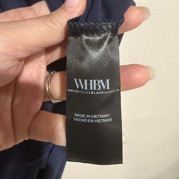 White House Black Market Size S Navy Ruched Cinched Tie Midi Pullover WMN Dress - Picture 6 of 8